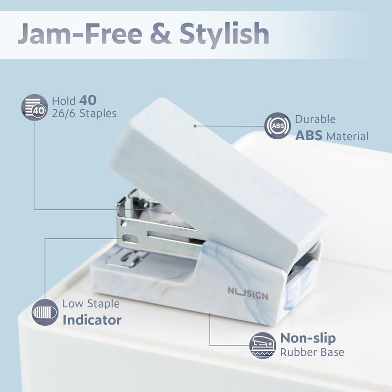 NUSIGN Mini Stapler with 830 Staples, Small Cute Desk Staplers, 25 Sheet Capacity, Fluid Blue - Image 4